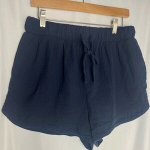 Boden Navy Women's Shorts pull on drawstring with pockets stretch cotton size 8